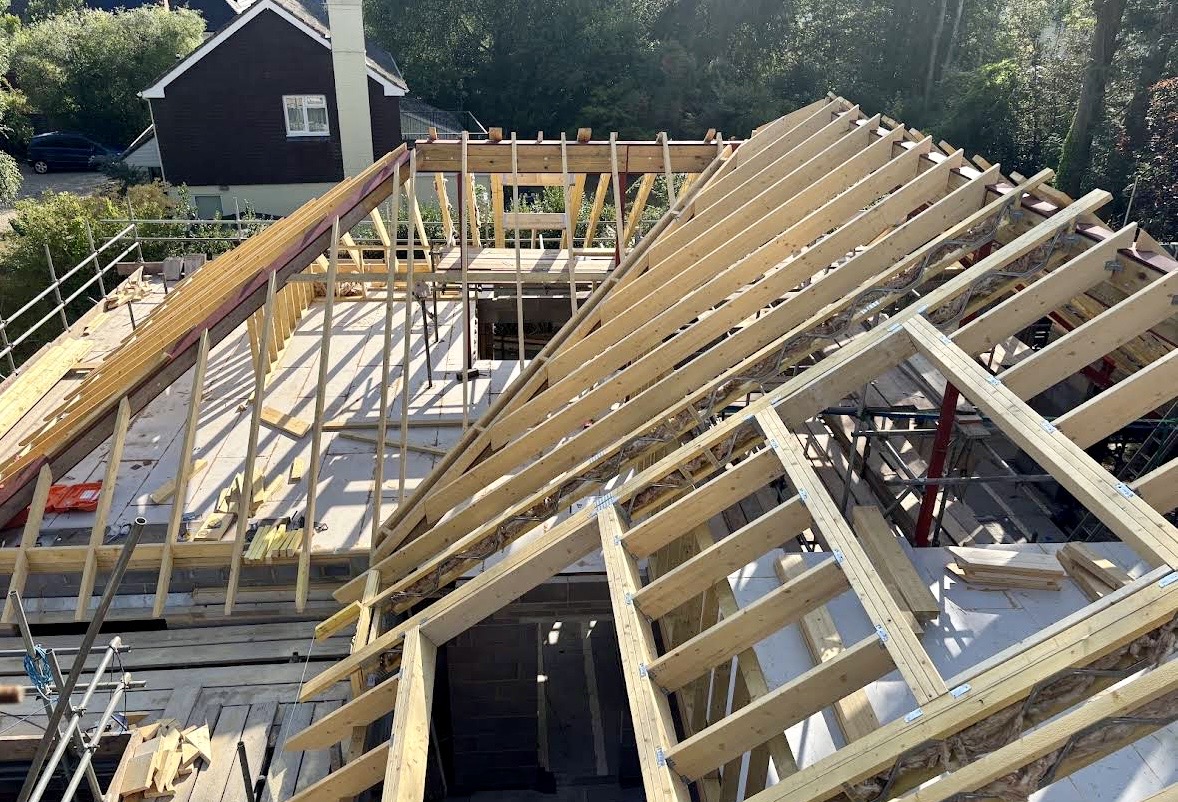 Posi-Rafter pitched roof under construction